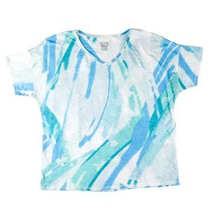 Chico's Cool Brush Easy Linen Tee Turquoise Chico's Size 2 (Large)